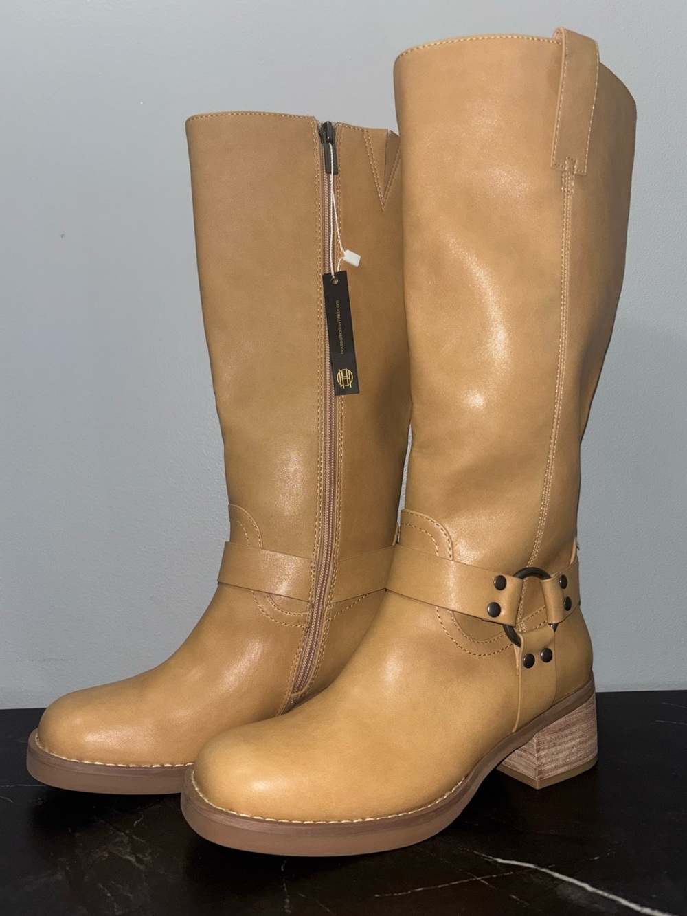👢NEW House of Harlow 1960 Tan Leather Heeled Boots